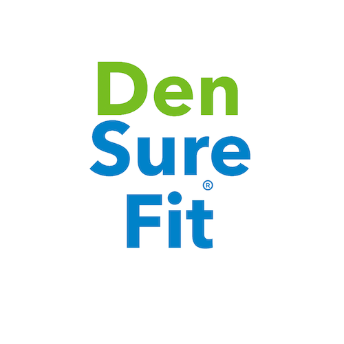 densurefit denture adhesive alternative green and blue round logo